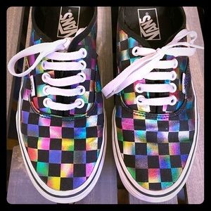 🌈 Rainbow Checkered Iridescent Vans